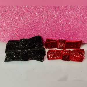 5 for $15! Girls Glitter Sparkly Black & Red Hair Clips x 4!